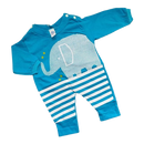 Roupa de Bebê Macacão Longo Elefante azul piscina