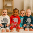 Roupa de Bebê Macacão Longo Elefante Branco