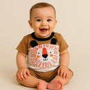 Roupa De Bebê Camiseta e Short Leão marrom
