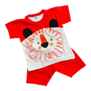 Roupa De Bebê Camiseta e Short Leão vermelho