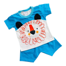 Roupa De Bebê Camiseta e Short Leão azul piscina