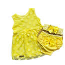 Kit Bebê 3 Peças Vestido + Calcinha + Faixa de Cabelo