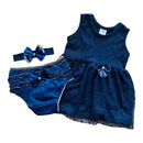 Kit Bebê 3 Peças Vestido + Calcinha + Faixa