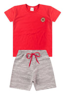 Conjunto Infantil Verão Masculino Plaquinha MK - Vermelho