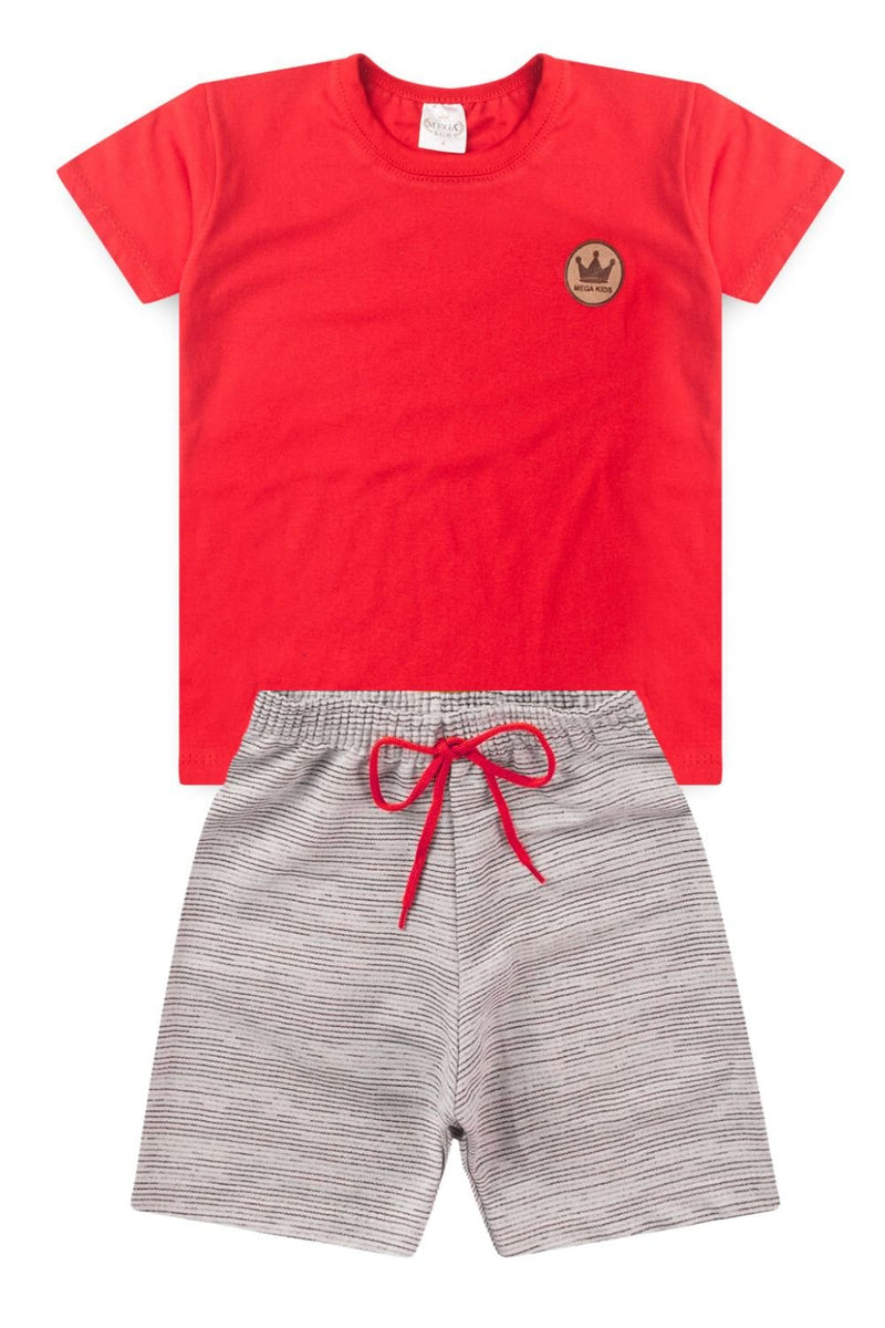 Conjunto Infantil Verão Masculino Plaquinha MK - Vermelho