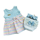 Kit Bebê 3 Peças Vestido + Calcinha + tiara