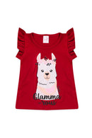 Conjunto Cropped Infantil Verão Feminino lhama Faella - Vermelho