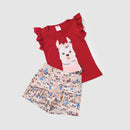 Conjunto Cropped Infantil Verão Feminino lhama Faella - Vermelho