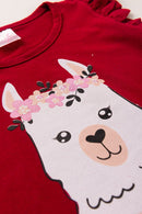 Conjunto Cropped Infantil Verão Feminino lhama Faella - Vermelho