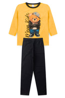 Pijama Infantil Manga Longa Masculino Ursinho - Amarelo