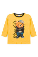 Pijama Infantil Manga Longa Masculino Ursinho - Amarelo