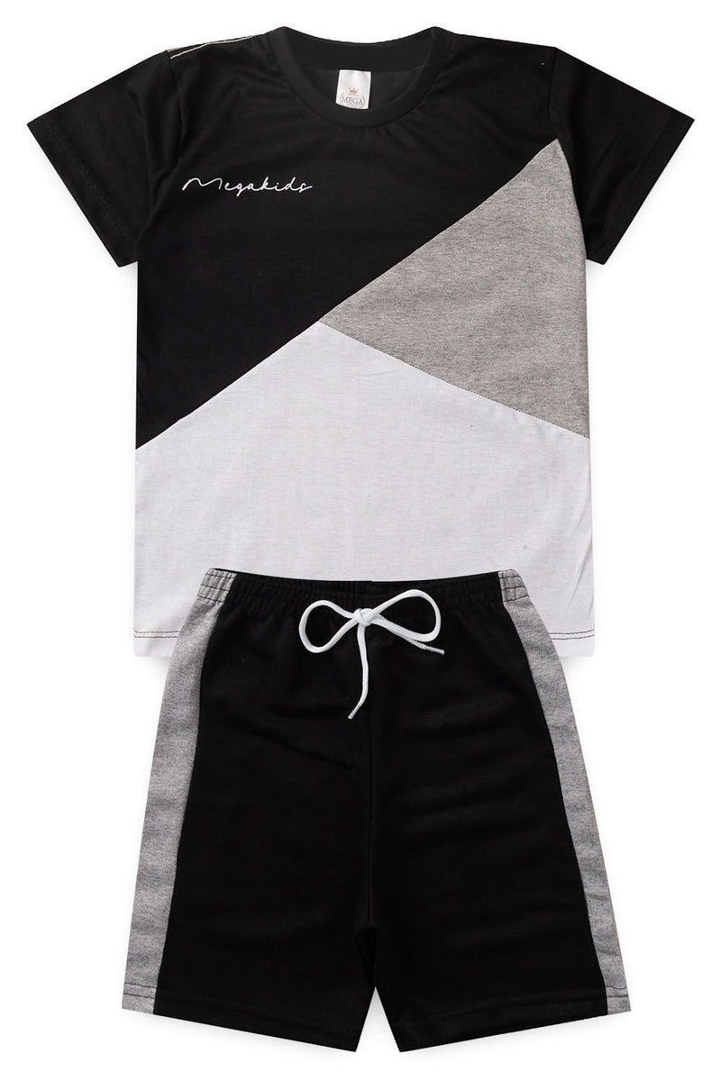 Conjunto Infantil Verão Masculino Recortes - Preto