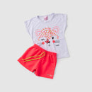 Conjunto Infantil Verão Feminino Onça - Branco