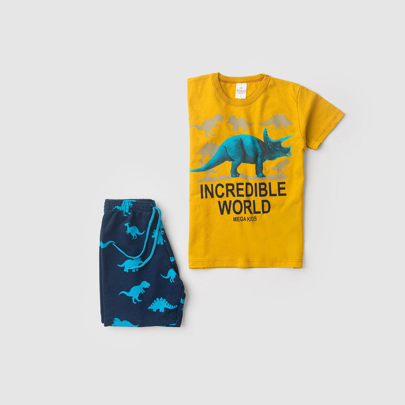 Conjunto Infantil Verão Masculino Incredible World - Mostarda