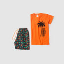 Conjunto Infantil Verão Masculino Camiseta Palmeira Summer - Laranja
