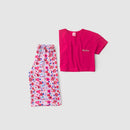 Conjunto Infantil Verão Feminino Pantalona Faella Florido - Pink