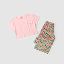 Conjunto Infantil Verão Feminino Pantalona Faella Florido - Rosa