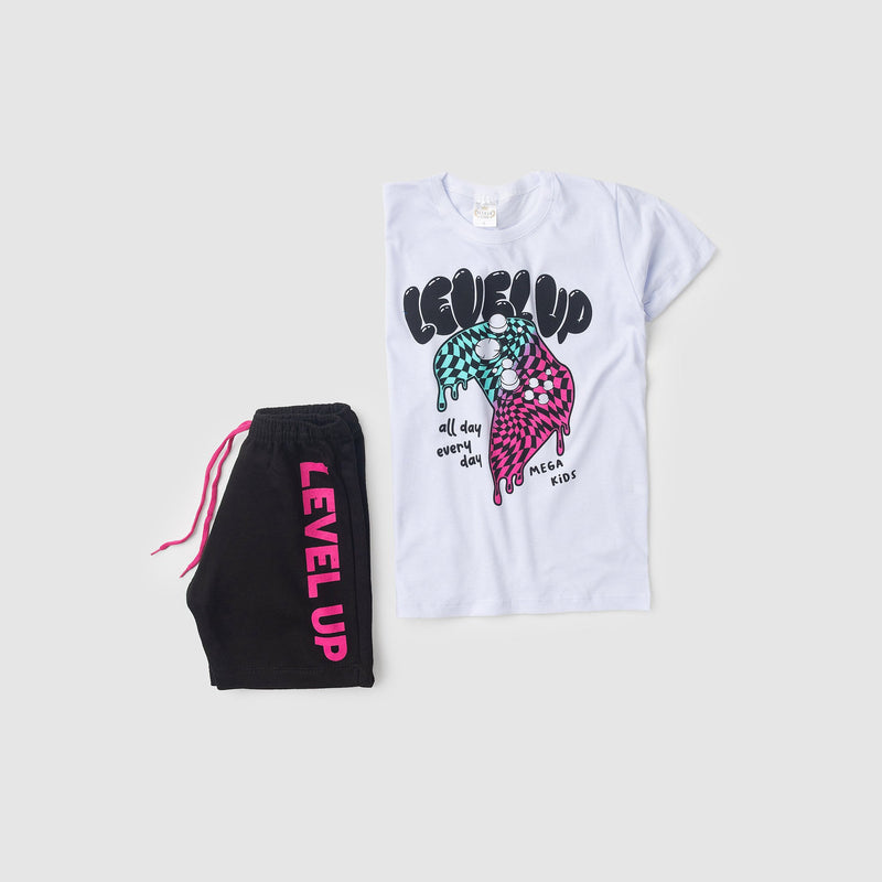 Conjunto Infantil Verão Masculino Level UP - Branco