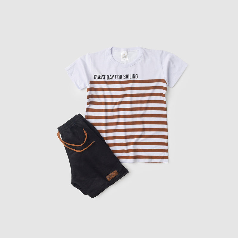 Conjunto Infantil Verão Masculino Great Day - Branco