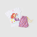 Conjunto Infantil Verão Feminino Sereia Faella - Branco