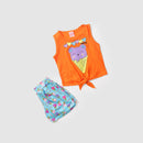 Conjunto Infantil Verão Feminino Regata Summer - Laranja