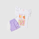 Conjunto Infantil Verão Feminino Fruits and Flowers - Branco