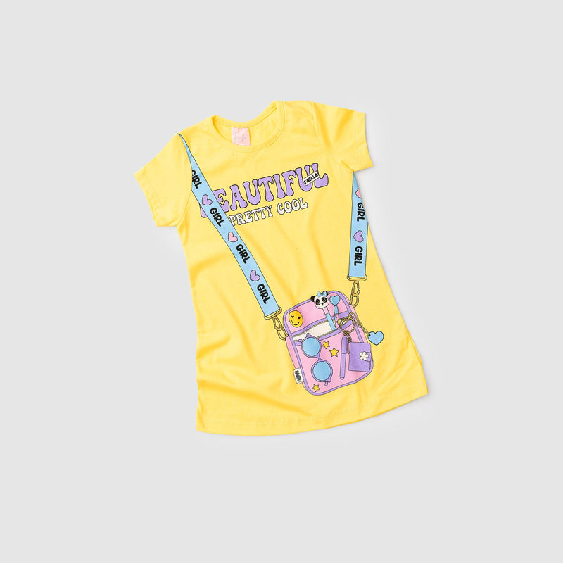 Vestido Infantil Verão Feminino Beautiful Pretty Cool - Amarelo