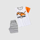 Pijama Infantil Verão Masculino Tigre de Fone - Branco