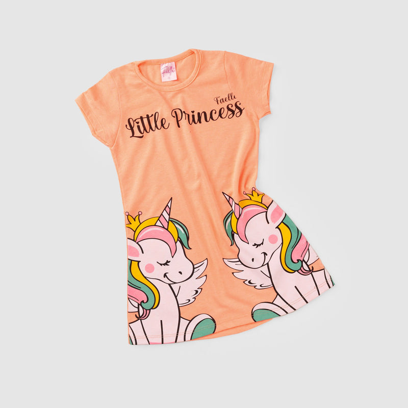 Vestido Infantil Verão Feminino Little Princess - Salmão