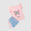 Conjunto Infantil Verão Feminino Butterfly - Rosa