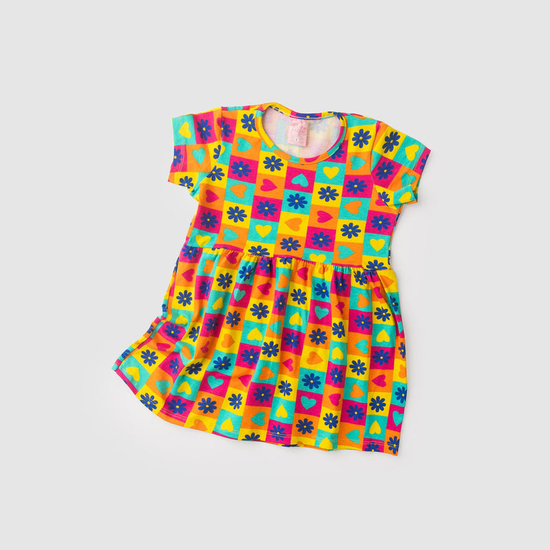 Vestido Infantil Verão Feminino Flores - Laranja
