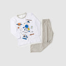 Pijama Infantil Manga Longa Masculino Astronauta - Branco