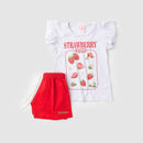 Conjunto Infantil Verão Feminino Strawberry - Branco