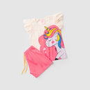 Conjunto Infantil Verão Feminino Unicórnio - Off
